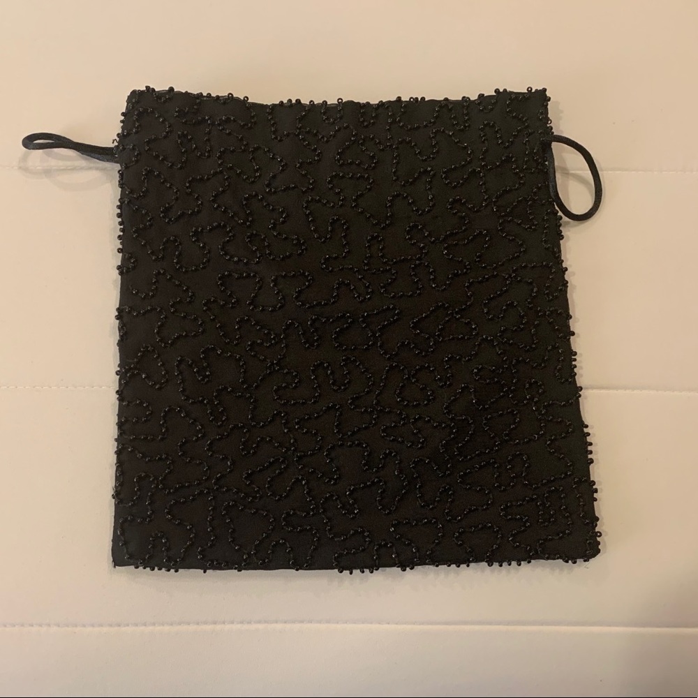 SCALA Black Drawstring Pouch Handbag